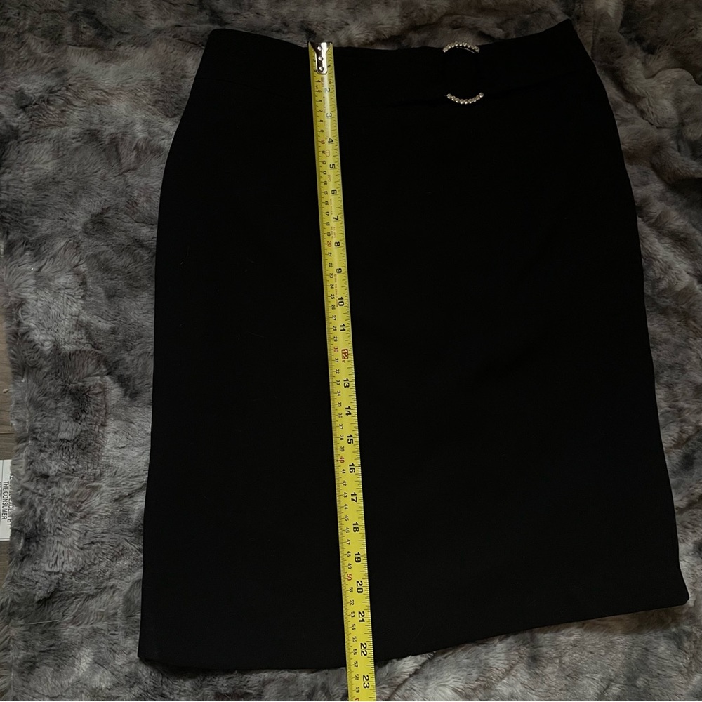 Vintage Black Belted Midi Skirt - Picture 5 of 6